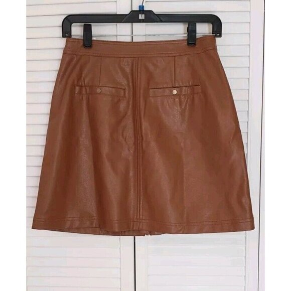 NWT PILCRO BY ANTHROPOLOGIE  FAUX LEATHER CEDAR FRONT ZIPPER MINI DRESS SZ 6 - Picture 6 of 10